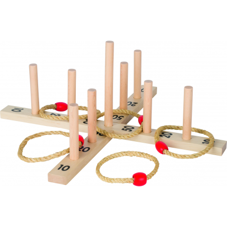 Holz Ringwurfspiel mit 5 Sisalringen für Kinder ab 3 Jahre