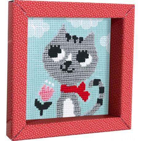 Pix Gallerie, Kreuzstichplatte "Katze" für Kinder von 6 bis 10 Jahren
