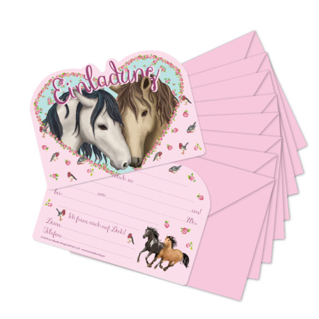 Kindergeburtstagseinladung-Glitzer Stanzkarten Pferde 2